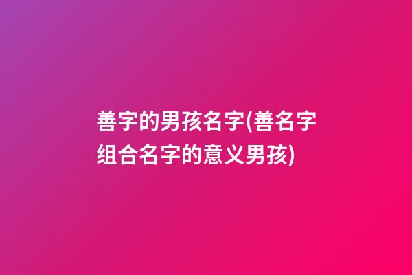 善字的男孩名字(善名字组合名字的意义男孩)