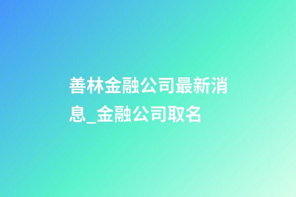 善林金融公司最新消息_金融公司取名-第1张-公司起名-玄机派