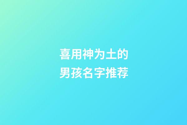 喜用神为土的男孩名字推荐