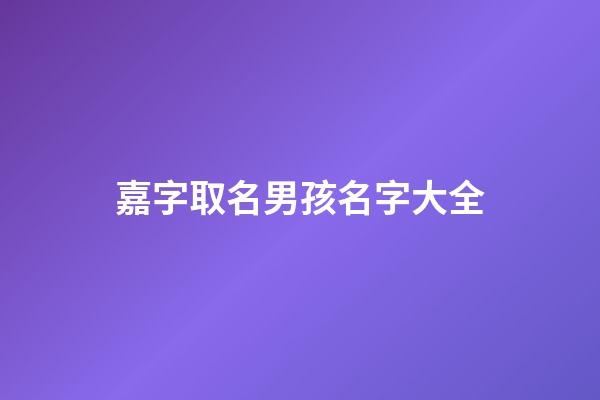 嘉字取名男孩名字大全
