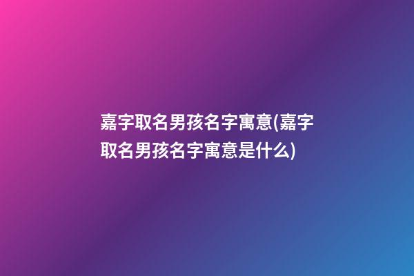嘉字取名男孩名字寓意(嘉字取名男孩名字寓意是什么)