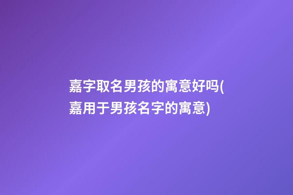 嘉字取名男孩的寓意好吗(嘉用于男孩名字的寓意)