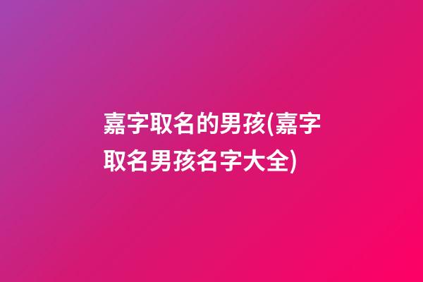 嘉字取名的男孩(嘉字取名男孩名字大全)