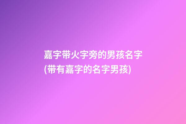 嘉字带火字旁的男孩名字(带有嘉字的名字男孩)