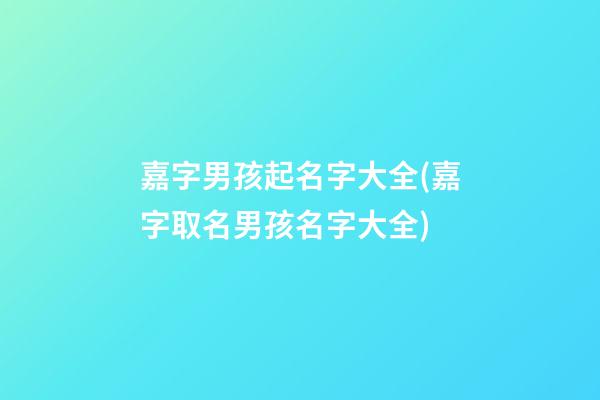嘉字男孩起名字大全(嘉字取名男孩名字大全)