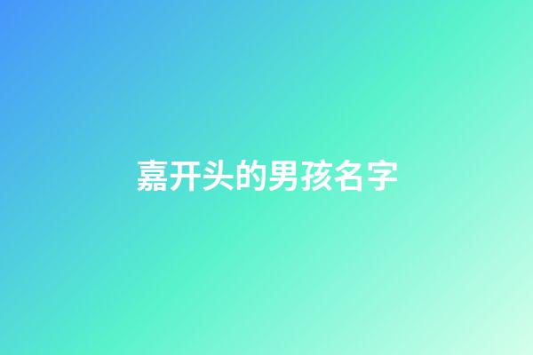 嘉开头的男孩名字(取名字大全男孩嘉字开始的名字)-第1张-男孩起名-玄机派