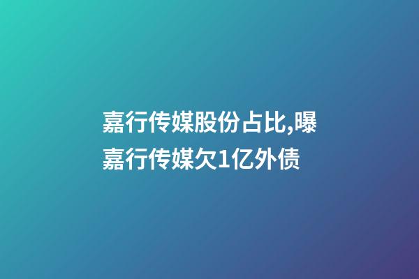 嘉行传媒股份占比,曝嘉行传媒欠1亿外债-第1张-观点-玄机派