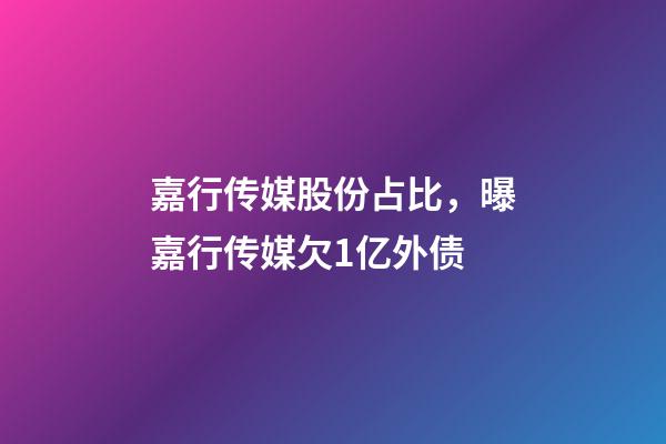 嘉行传媒股份占比，曝嘉行传媒欠1亿外债-第1张-观点-玄机派