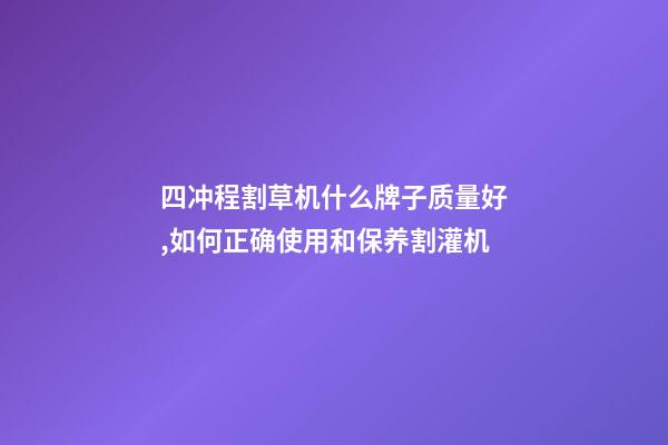四冲程割草机什么牌子质量好,如何正确使用和保养割灌机(割草机)-第1张-观点-玄机派