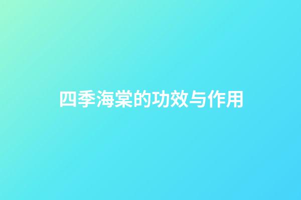 四季海棠的功效与作用