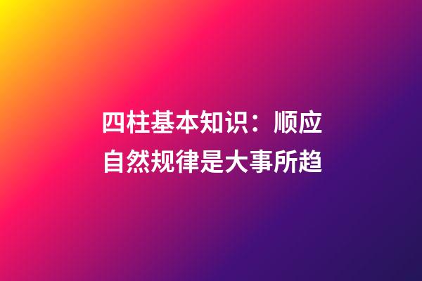 四柱基本知识：顺应自然规律是大事所趋