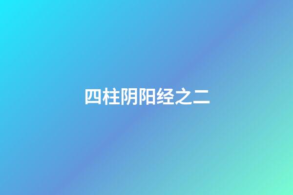 四柱阴阳经之二