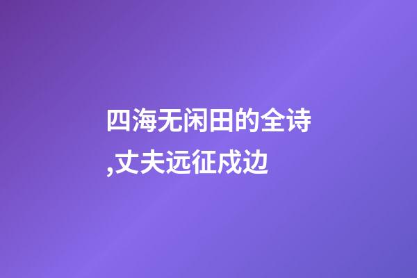 四海无闲田的全诗,丈夫远征戍边-第1张-观点-玄机派