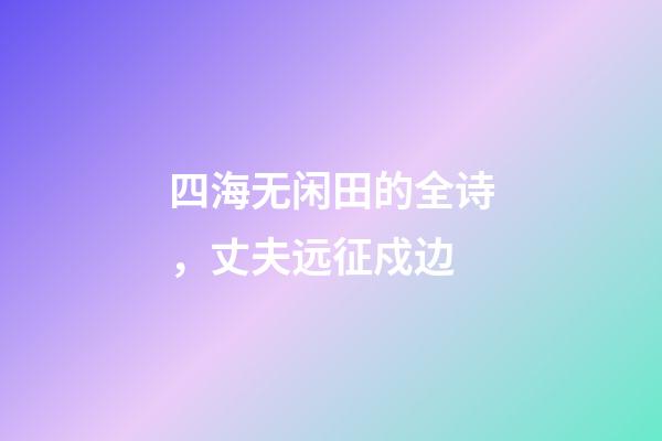 四海无闲田的全诗，丈夫远征戍边-第1张-观点-玄机派