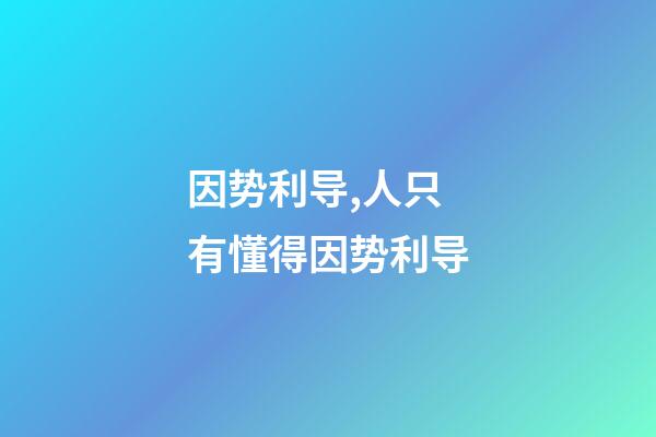 因势利导,人只有懂得因势利导-第1张-观点-玄机派