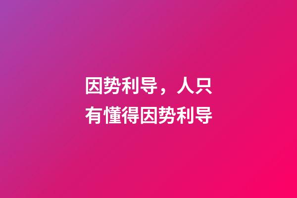 因势利导，人只有懂得因势利导-第1张-观点-玄机派