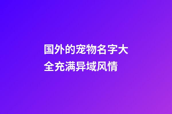 国外的宠物名字大全充满异域风情