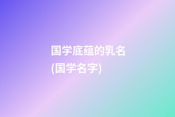 国学底蕴的乳名(国学名字)