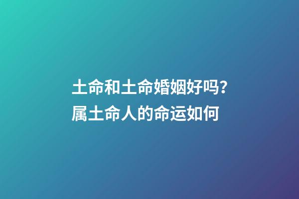 土命和土命婚姻好吗？属土命人的命运如何