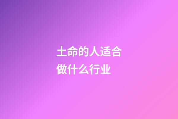 土命的人适合做什么行业