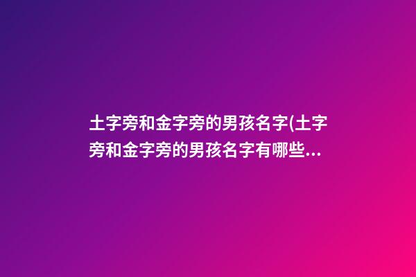 土字旁和金字旁的男孩名字(土字旁和金字旁的男孩名字有哪些)