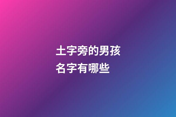 土字旁的男孩名字有哪些