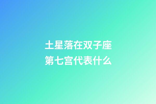 土星落在双子座第七宫代表什么-第1张-星座运势-玄机派