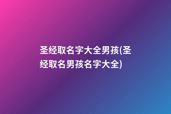 圣经取名字大全男孩(圣经取名男孩名字大全)