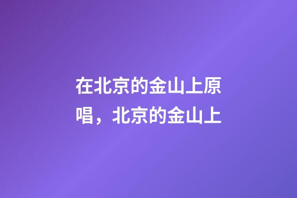 在北京的金山上原唱，北京的金山上(电Sax版)-第1张-观点-玄机派