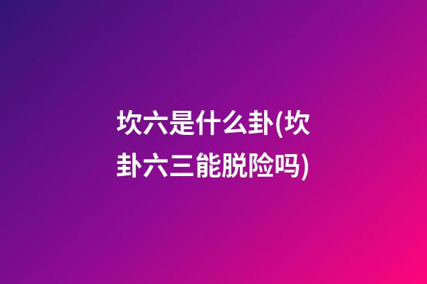 坎六是什么卦(坎卦六三能脱险吗)