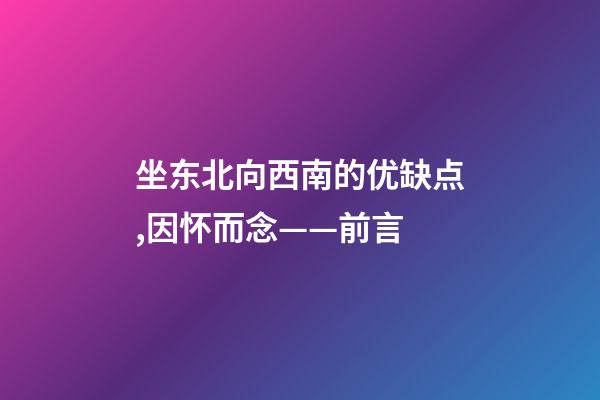 坐东北向西南的优缺点,因怀而念——前言-第1张-观点-玄机派