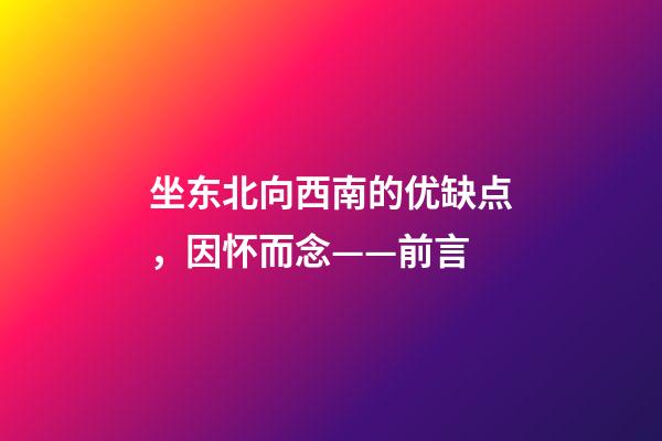 坐东北向西南的优缺点，因怀而念——前言-第1张-观点-玄机派