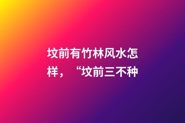坟前有竹林风水怎样，“坟前三不种-第1张-观点-玄机派