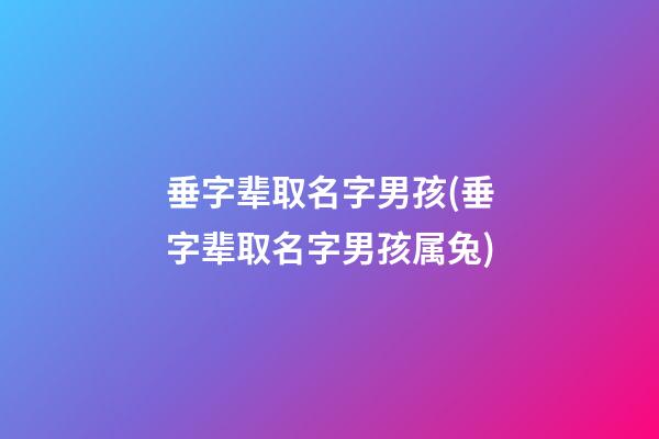 垂字辈取名字男孩(垂字辈取名字男孩属兔)