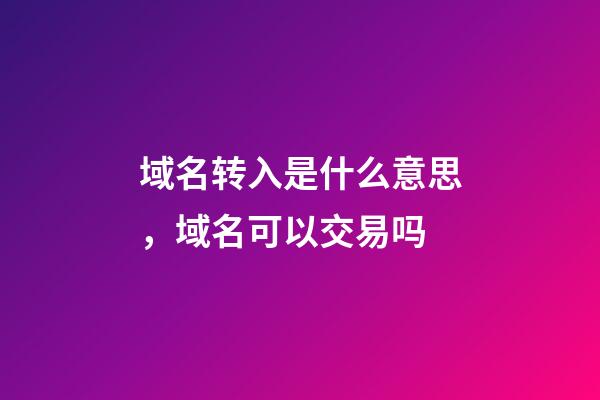 域名转入是什么意思，域名可以交易吗-第1张-观点-玄机派