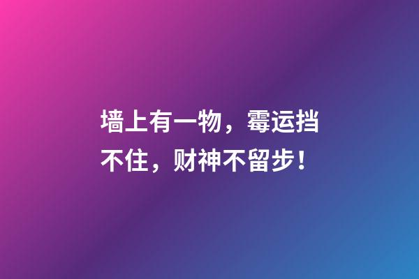 墙上有一物，霉运挡不住，财神不留步！