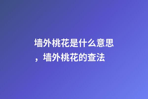 墙外桃花是什么意思，墙外桃花的查法