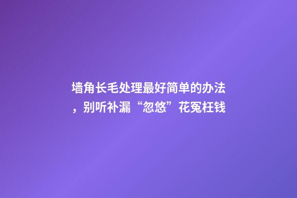 墙角长毛处理最好简单的办法，别听补漏“忽悠”花冤枉钱-第1张-观点-玄机派