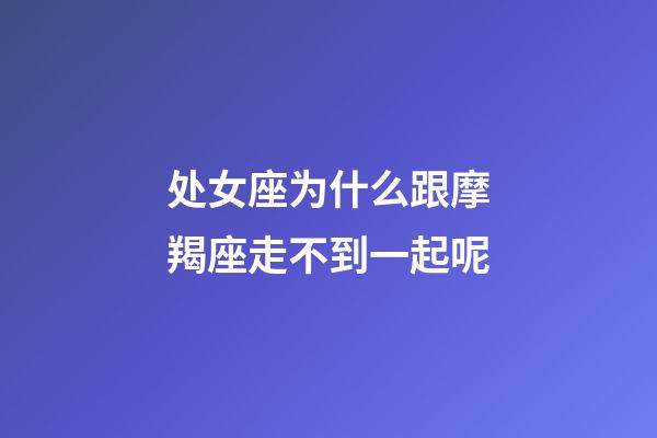 处女座为什么跟摩羯座走不到一起呢-第1张-星座运势-玄机派