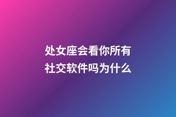 处女座会看你所有社交软件吗为什么-第1张-星座运势-玄机派