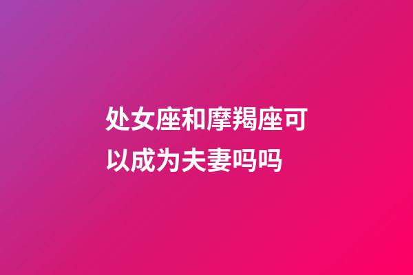 处女座和摩羯座可以成为夫妻吗吗-第1张-星座运势-玄机派
