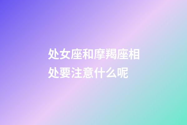 处女座和摩羯座相处要注意什么呢-第1张-星座运势-玄机派
