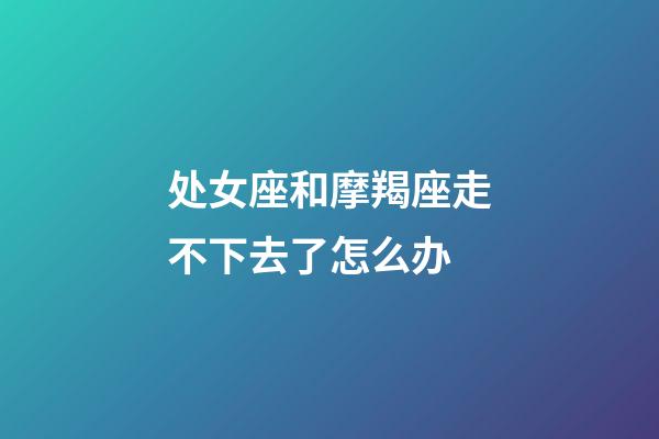 处女座和摩羯座走不下去了怎么办-第1张-星座运势-玄机派