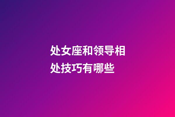 处女座和领导相处技巧有哪些-第1张-星座运势-玄机派