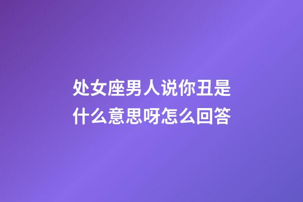 处女座男人说你丑是什么意思呀怎么回答-第1张-星座运势-玄机派