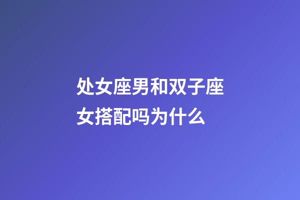 处女座男和双子座女搭配吗为什么-第1张-星座运势-玄机派