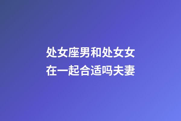 处女座男和处女女在一起合适吗夫妻-第1张-星座运势-玄机派