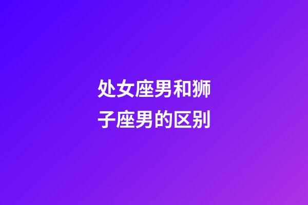 处女座男和狮子座男的区别-第1张-星座运势-玄机派