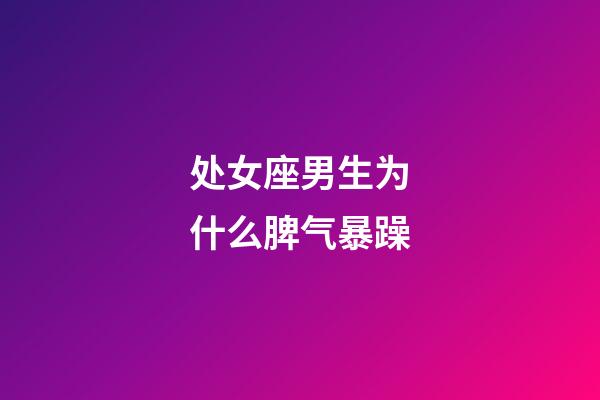 处女座男生为什么脾气暴躁-第1张-星座运势-玄机派