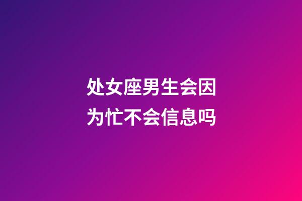 处女座男生会因为忙不会信息吗-第1张-星座运势-玄机派